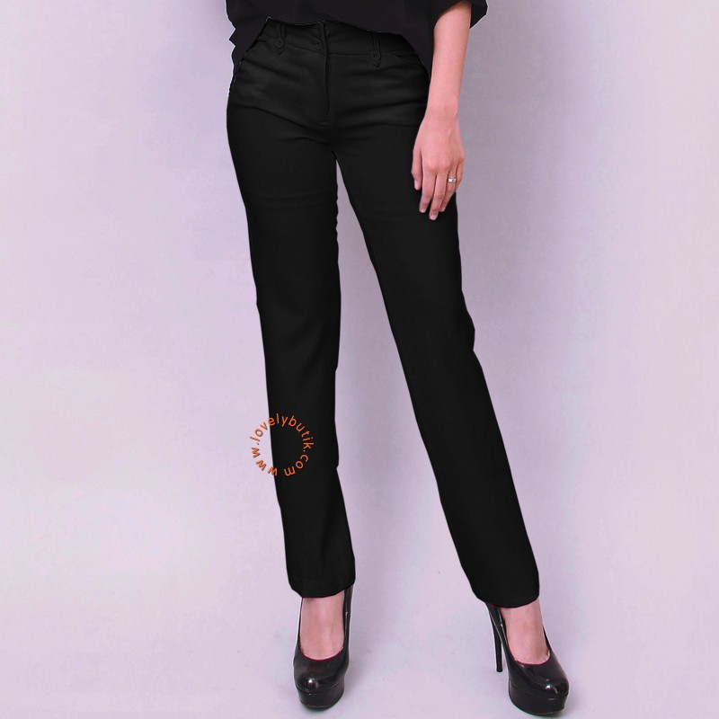 Lovely Snow White  Celana Kerja Wanita Stretch  -  HITAM