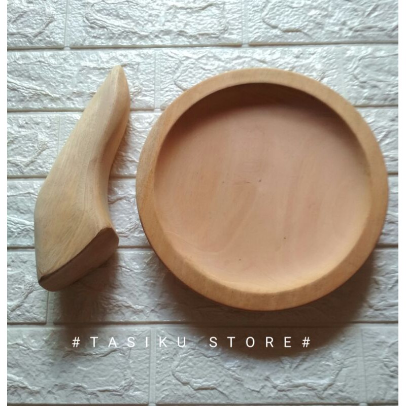 Cobek Kayu Jumbo - Set Coet Kayu Mahoni - Bikin Sambal Ketoprak Gado Gado
