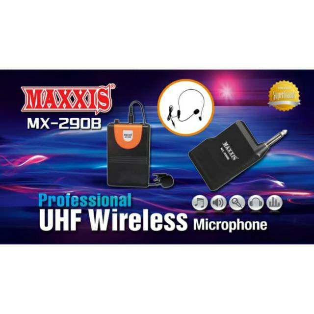 Mic Bando Mic Jepit Wireless UHF + Koper. Maxxis MX-290B