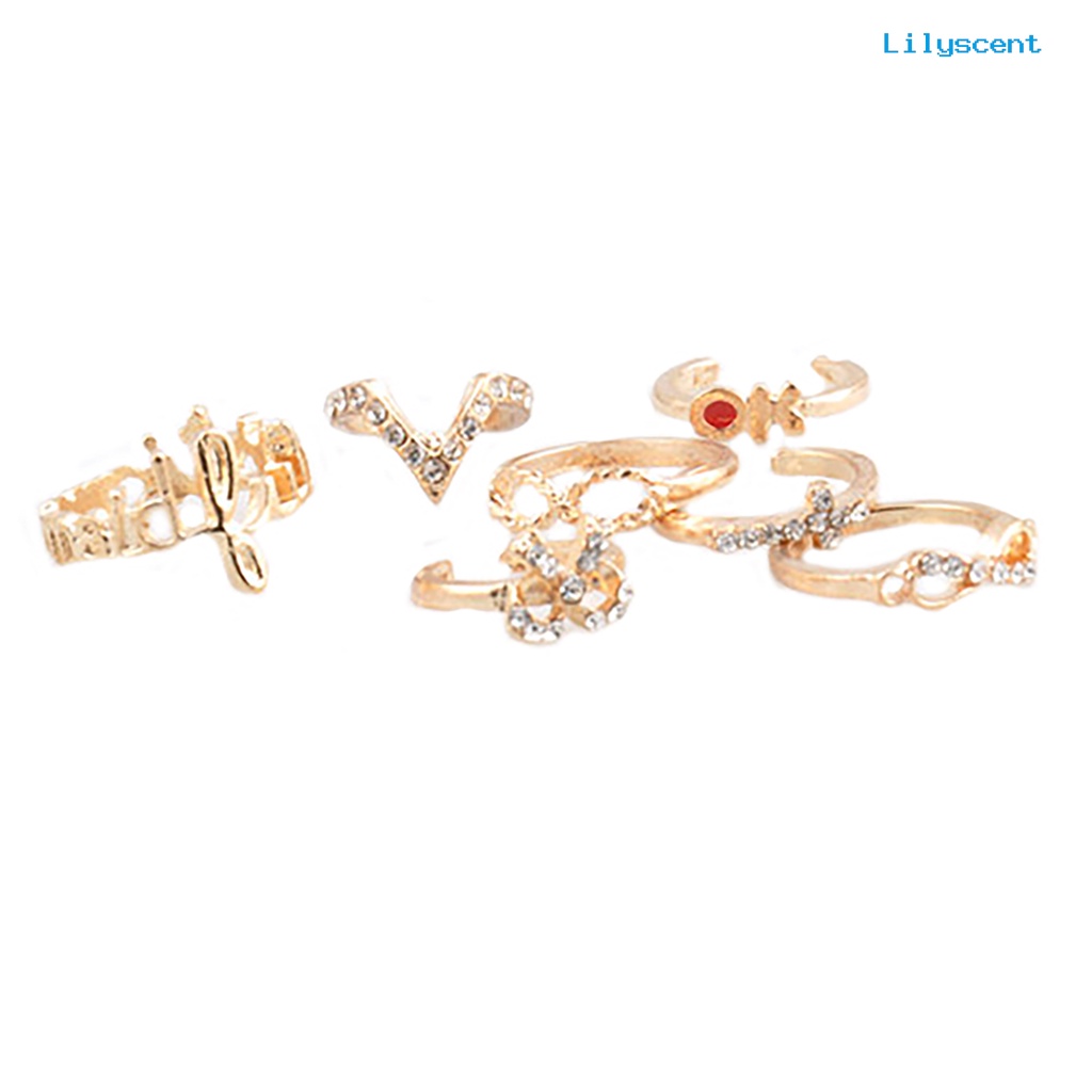 Ls 7Pcs Cincin Midi Bentuk Kupu-Kupu Bahan Alloy Untuk Pesta