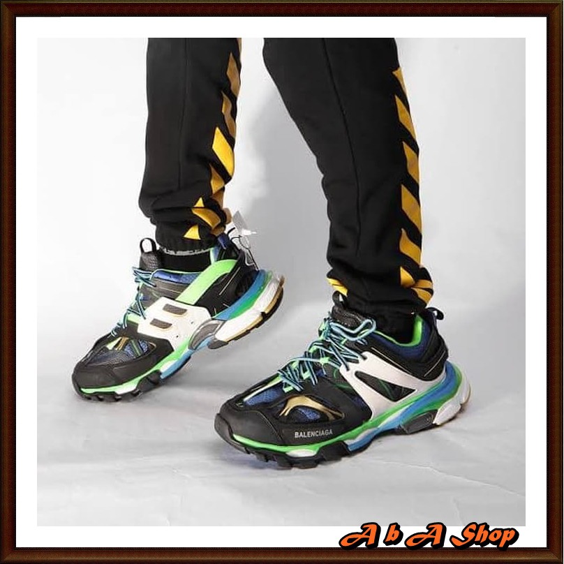 balenciaga track trainer black green