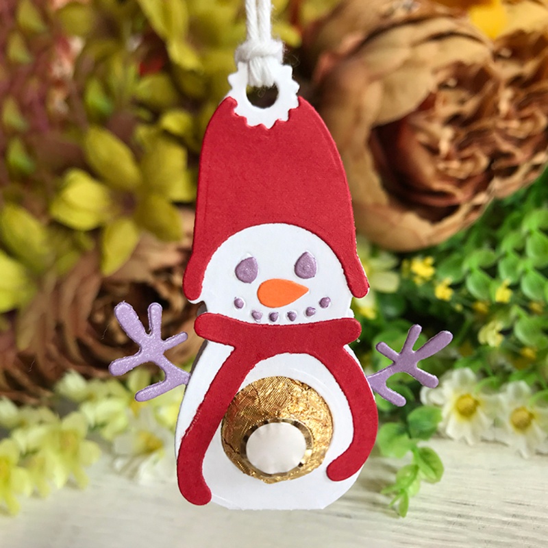 Cetakan Stensil Cutting Dies Motif Snowman Natal Bahan Metal Untuk Scrapbook / Craft DIY