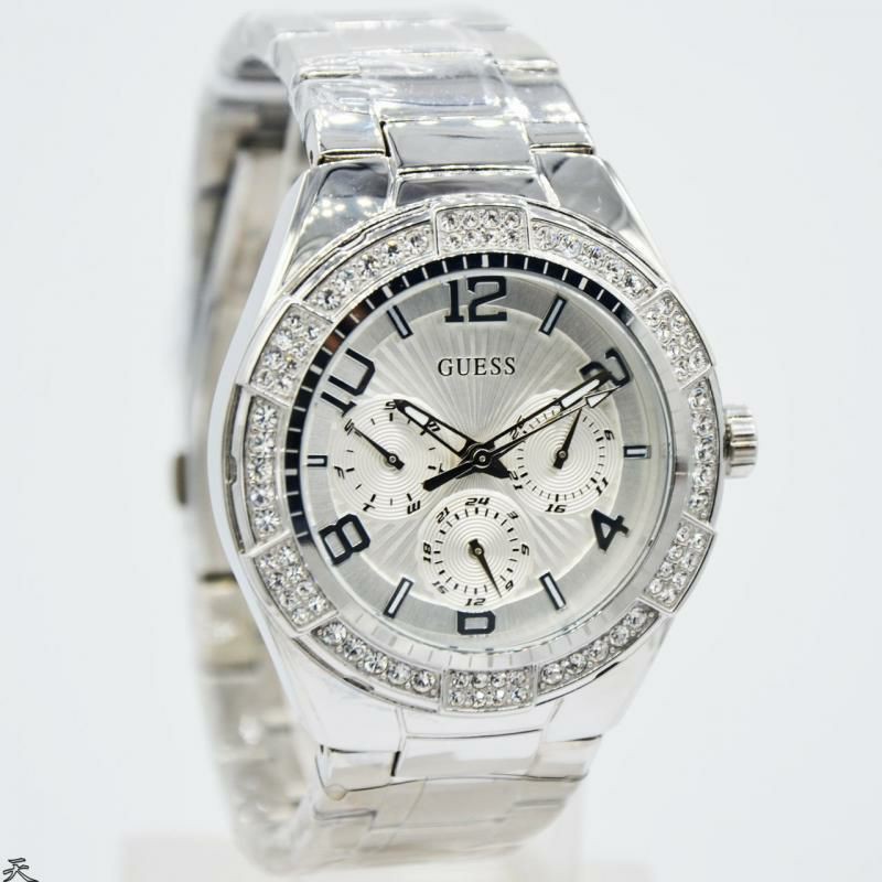 Jam Tangan Wanita Guess W0729L1 Silver Rantai Original Murah