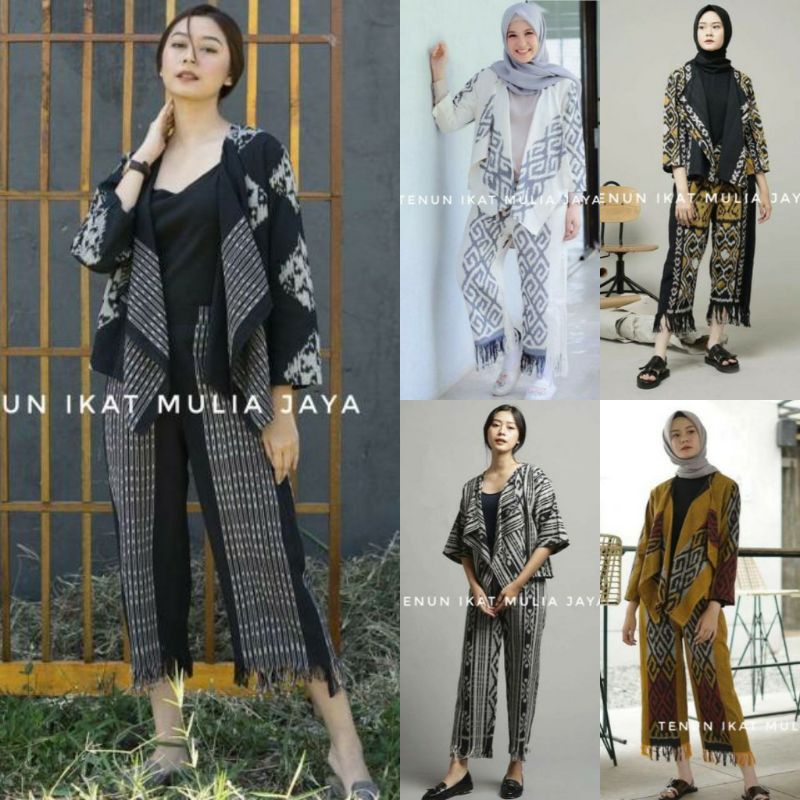 setelan baju wanita alana blazer kulot batik tenun original