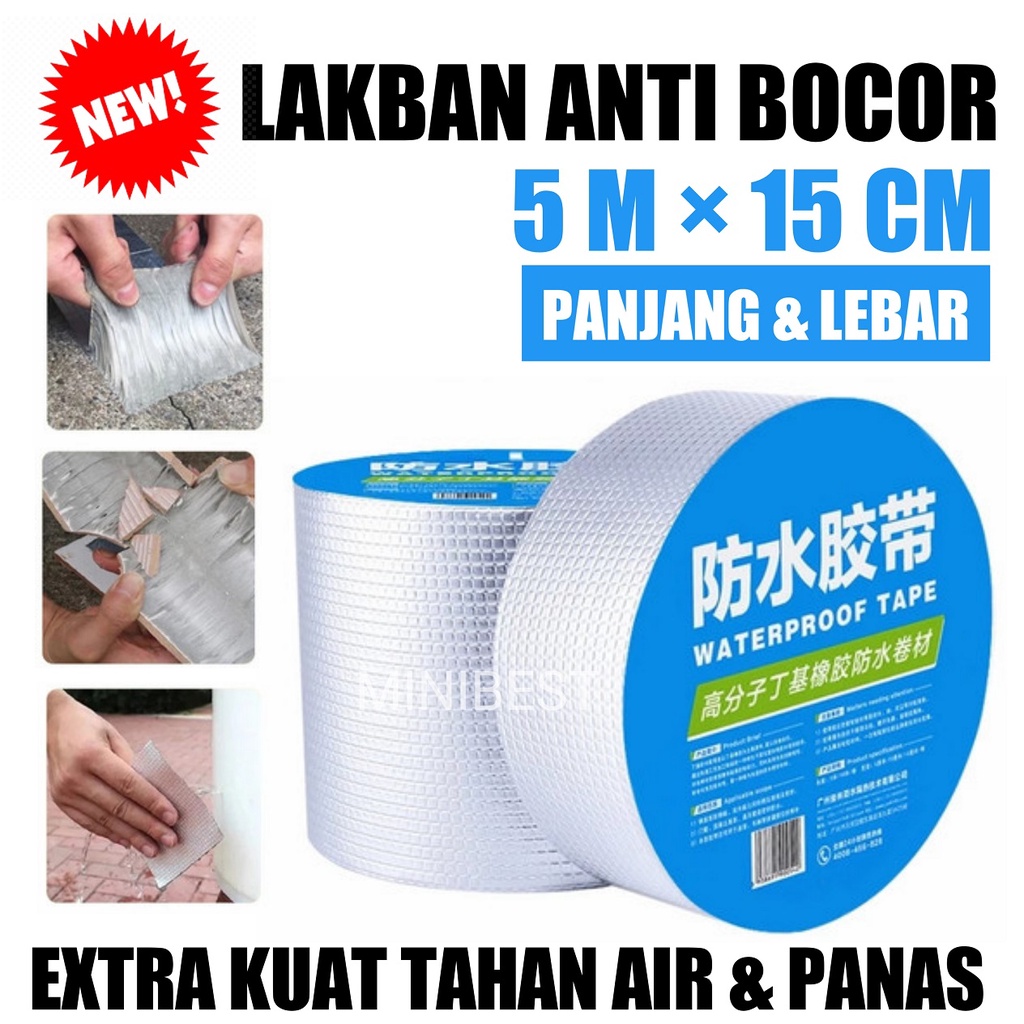 SB Lakban Anti Bocor Lem Anti Air Aluminium Foil Butyl Super Waterproof Tape 5 Mx15 CM