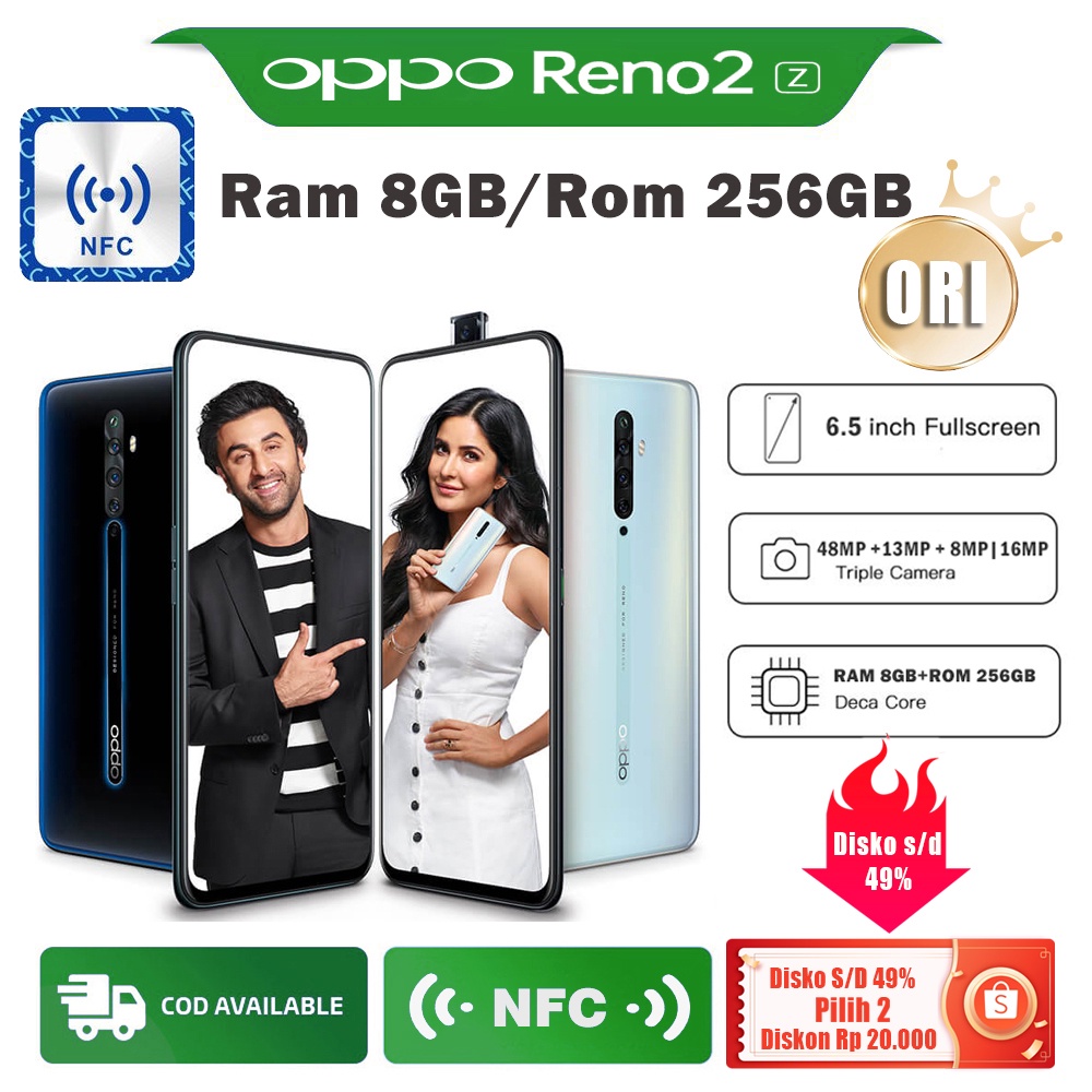 HP OPPO Reno2 Z Ram 8/256 GB  Original handphone 100% Baru smartphone