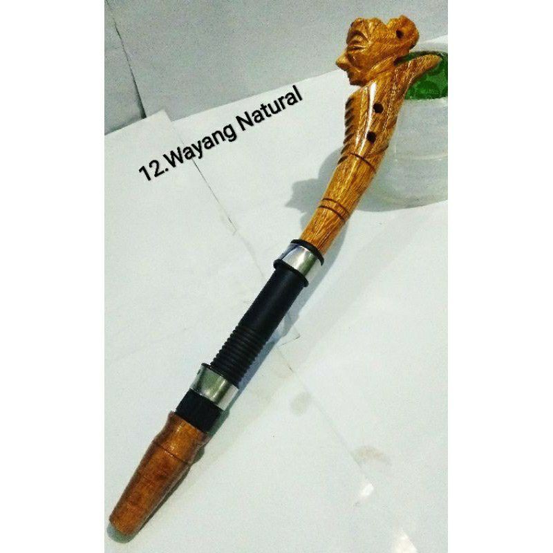 Pahul Gagang Joran Reel Ukir Motif Wayang Natural