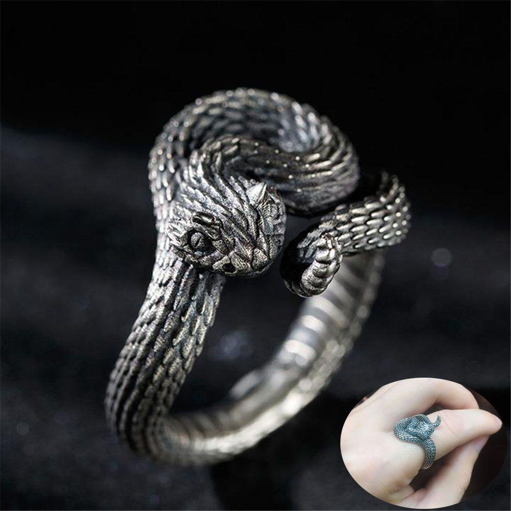 R-flower Snake Rings Fashion Perak Disepuh Gothic Hip Hop Biker Finger Vintage