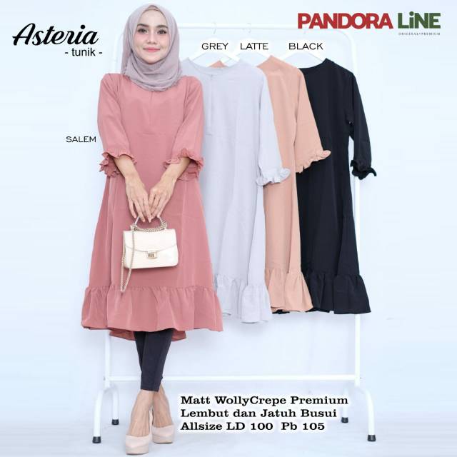 Tunik asteria rempel bawah kekinian outfitkuliah kerja fit xl ld 100