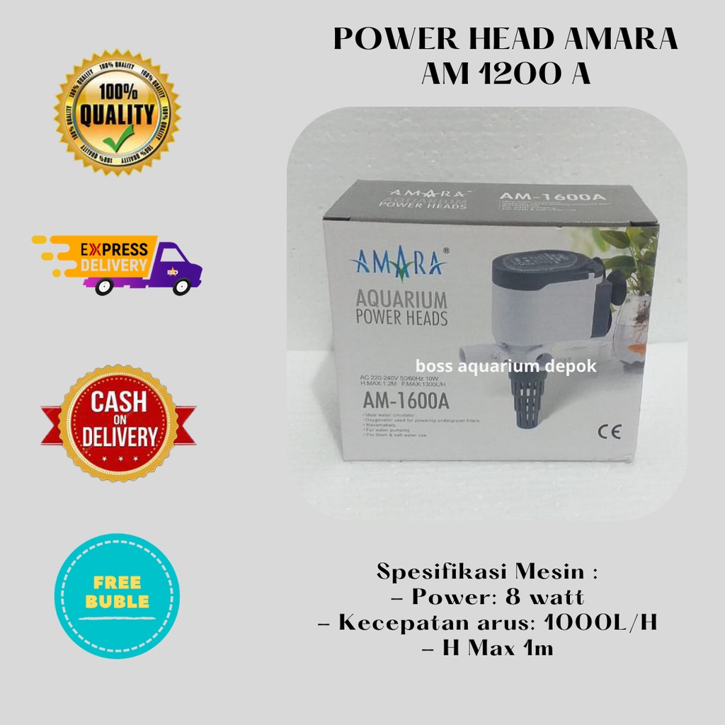 AMARA AM 1600 A AM1600A 1600A mesin Pompa celup Power Head filter Aquarium Aquascape