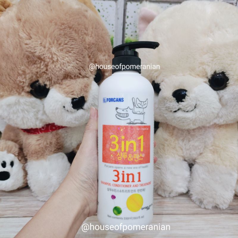 forbis shampo 3in1 dog cat shampo conditioner treatment 550ml. anjing kucing perawatan bulu