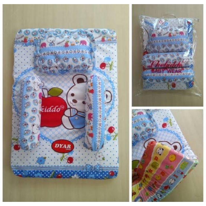 KASUR BAYI 1 SET LENGKAP - TEMPAT TIDUR BAYI 1 SET LENGKAP DENGAN BANTAL & GULING - MATRAS LIPAT BAY
