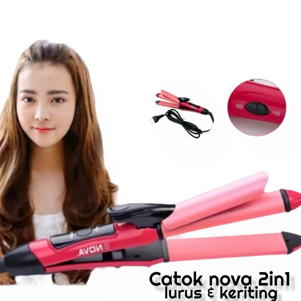 ✿ELYSABETHME✿ Catok nova 2in1 bisa lurus dan curly tahan panas ceramic low watt hemat listrik