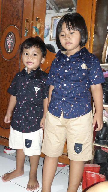 Setelan Kemeja Motif Garis Kotak [ Harga Termurah ]