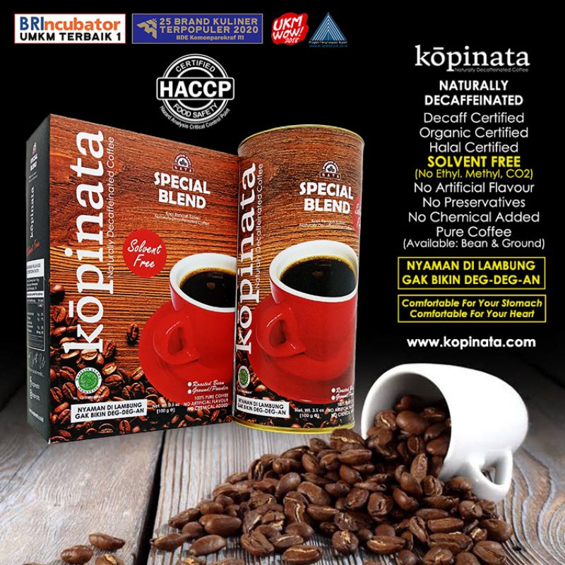 

Kopi rendah kafein naturally decaffeinated kopinata special blend