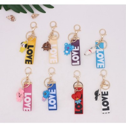 Gantungan Kunci BT21 Love Gold Aksessoris Tas BTS  Kpop Keychain Import MH.ID