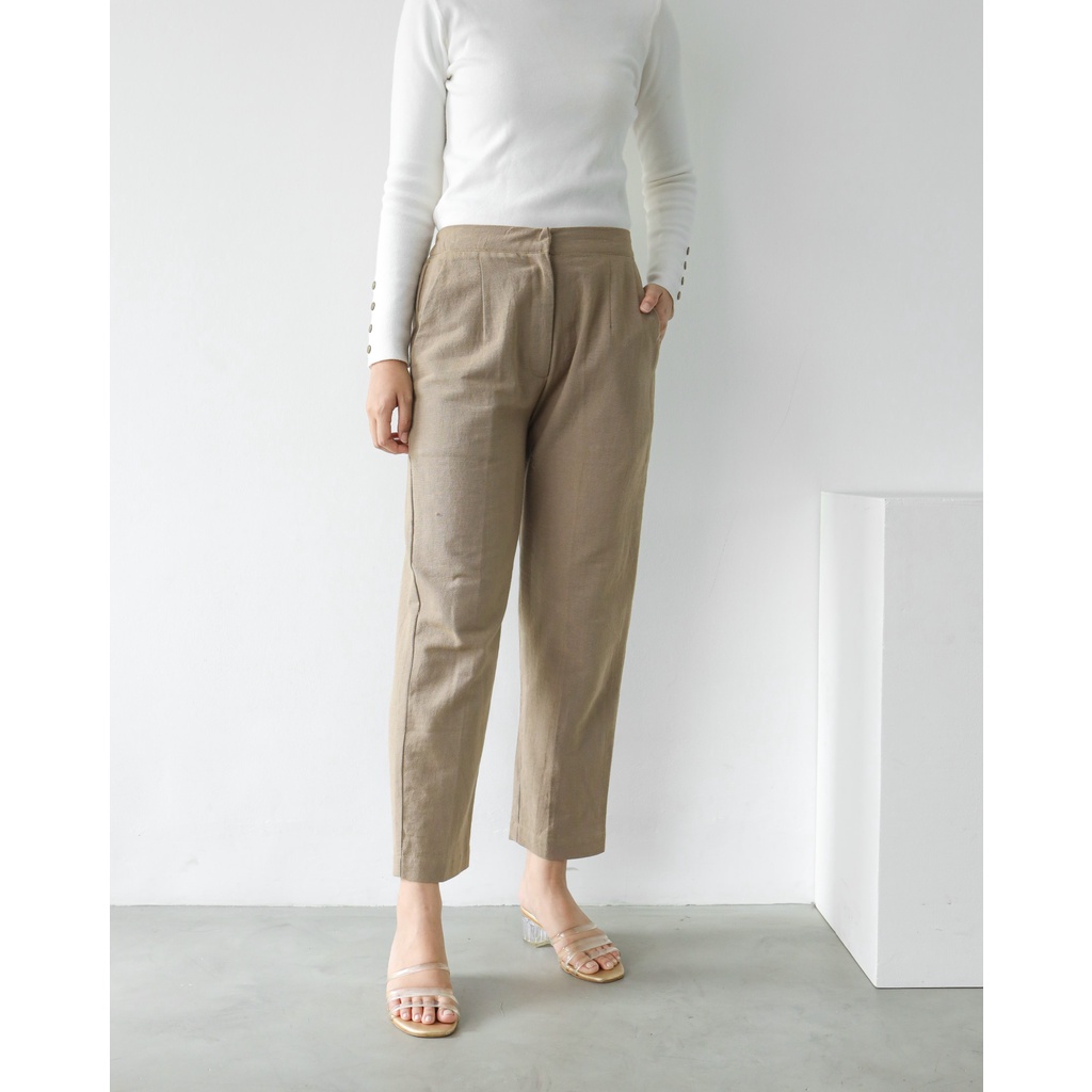 Mayoutfit Shany Pants / Celana Kulot Linen S-XXL (Part 1)-BEIGE