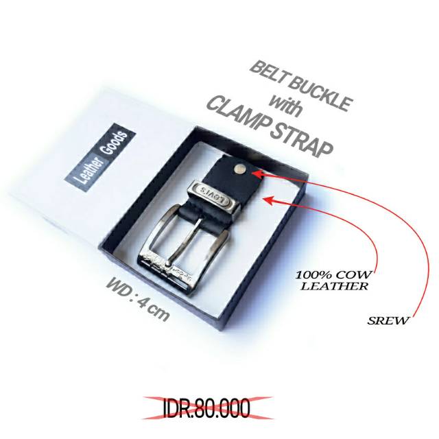 Belt Buckle kepala gesper 4 cm solid anti karat plus kulit asli penghubung tali pinggang
