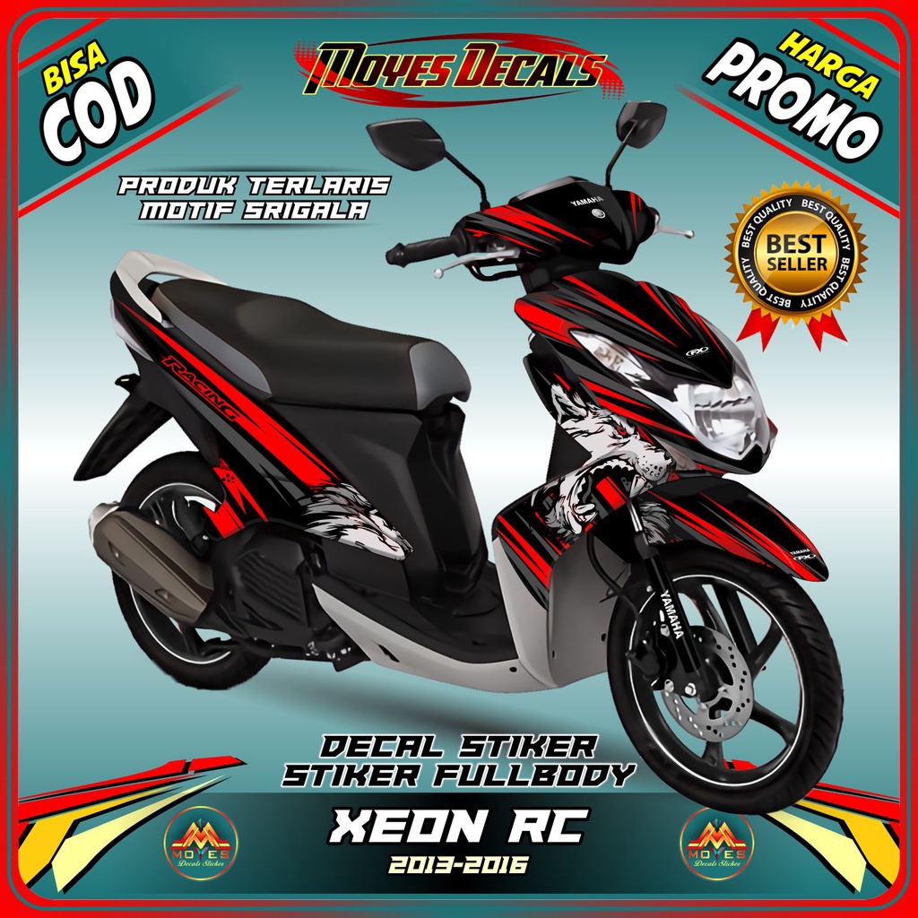 SIAP KIRIM  decal xeon rc karbu stiker motor xeon rc karbu / xeon rc 125 motif srigala full body - s