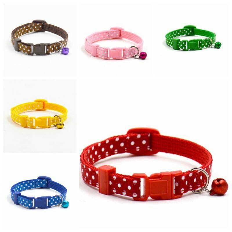 kalung anjing rantai hewan bell kucing dog collar POLKADOT