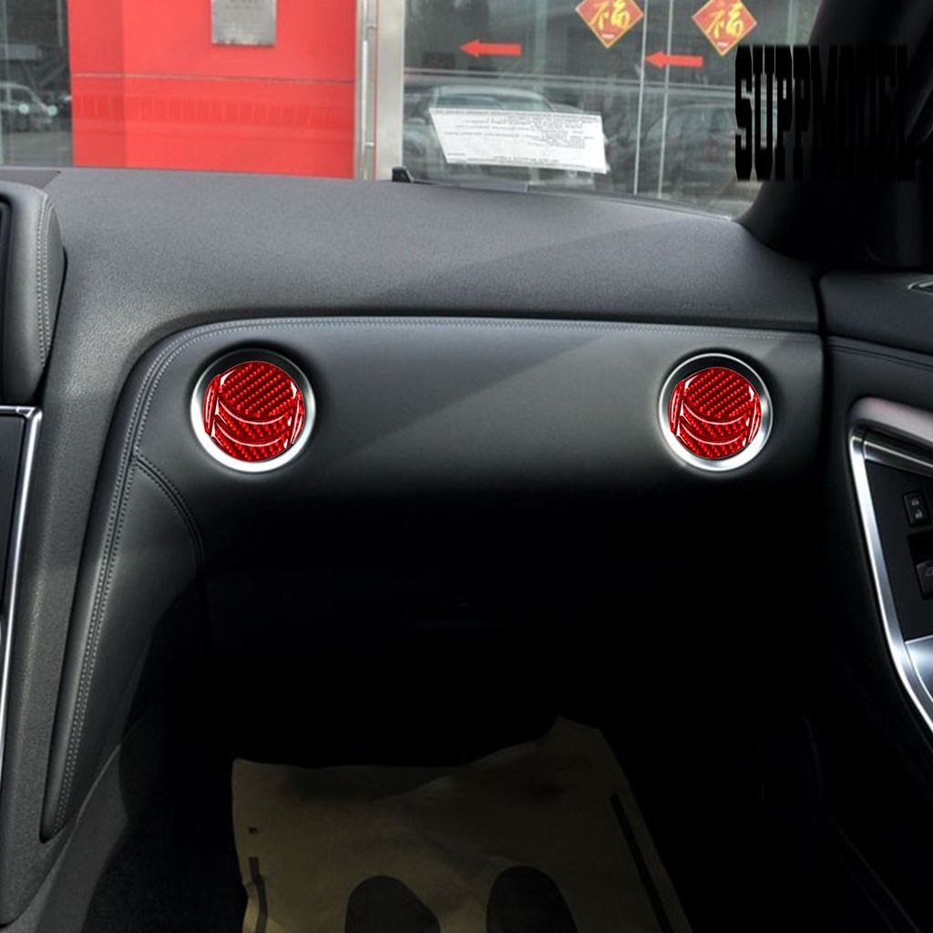 Suppmodelx &lt; 5Pcs / Set Stiker Panel Vent Ac Mobil Motif Carbon Fiber Untuk GTR R35 2008-2016
