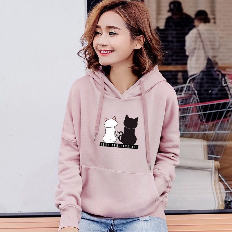 FenishaStore Sweater Hoodie Wanita Kekinian Love You Love Me Bisa Bayar Ditempat-COD