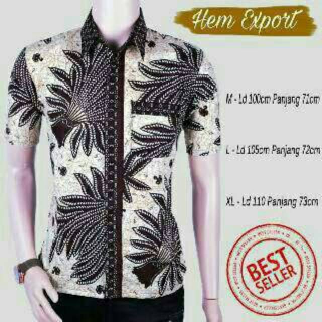 Baju batik motif pari grosir murah pakaian pria modern lengan pendek kekinian atasan pria batam