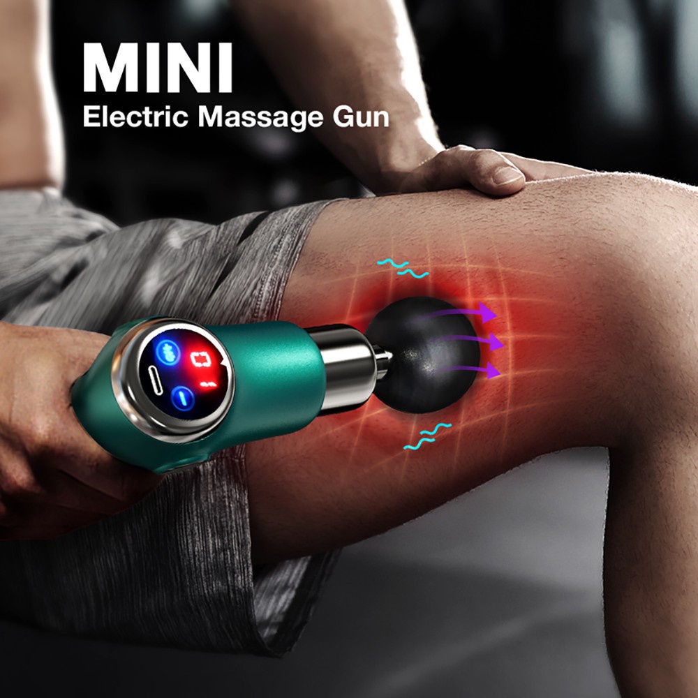 (COD) Alat Pijat Elektrik 4 in 1 Alat Pijat LCD Display Massage Gun Getar Terapi Otot Therapy Massager Gym Pembentuk Otot Electric