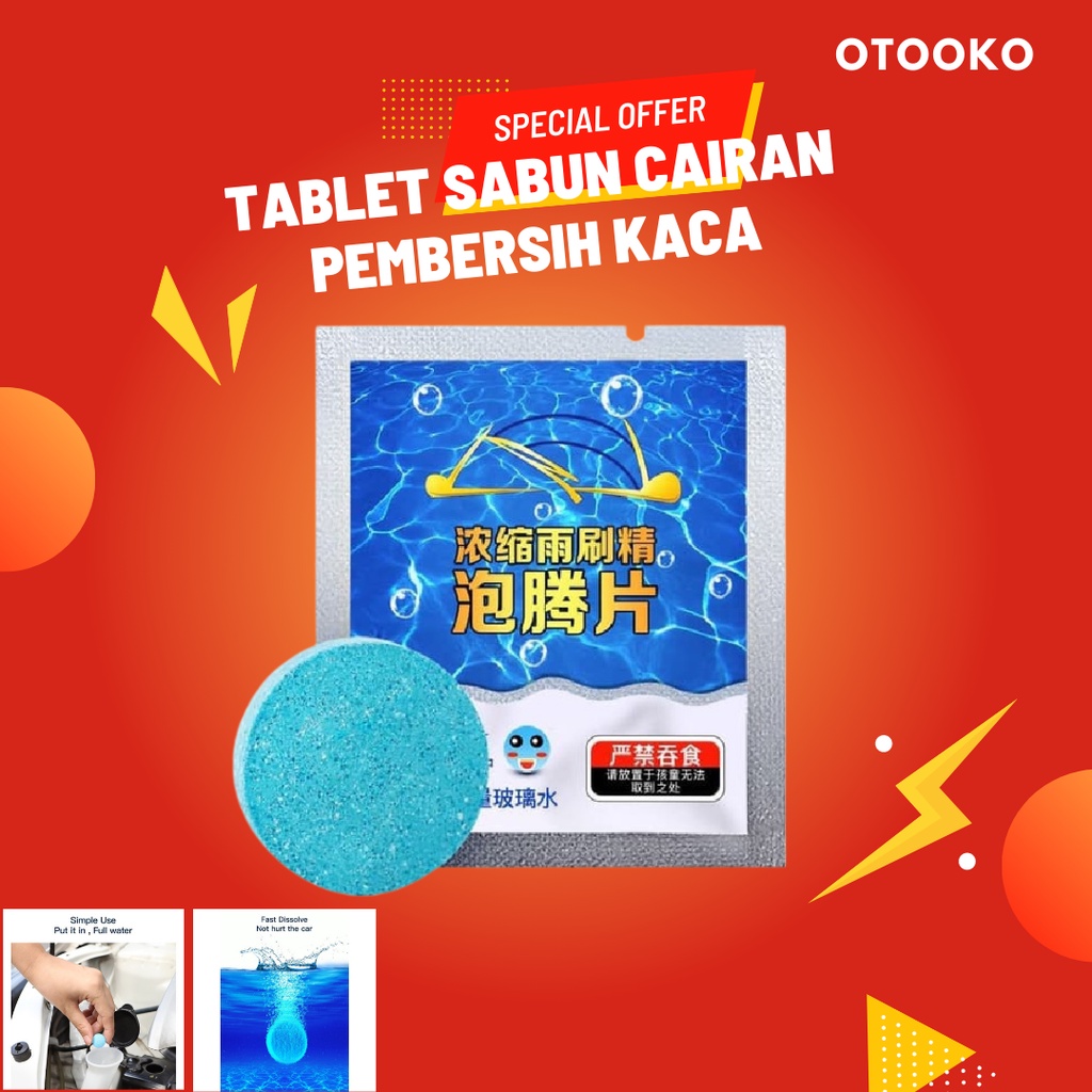 sabun tablet pembersih kaca mobil motor spion Glass Wiper Fluid Mobil Biru Pil