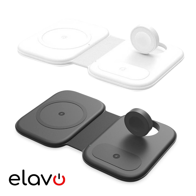 ELAVO Wireless Charger 3 in 1 magnetic apple watch series 7 5 3 1 4 Airpods Earbuds HP Samsung iphone 8 9 XR 12 13 11 charging max