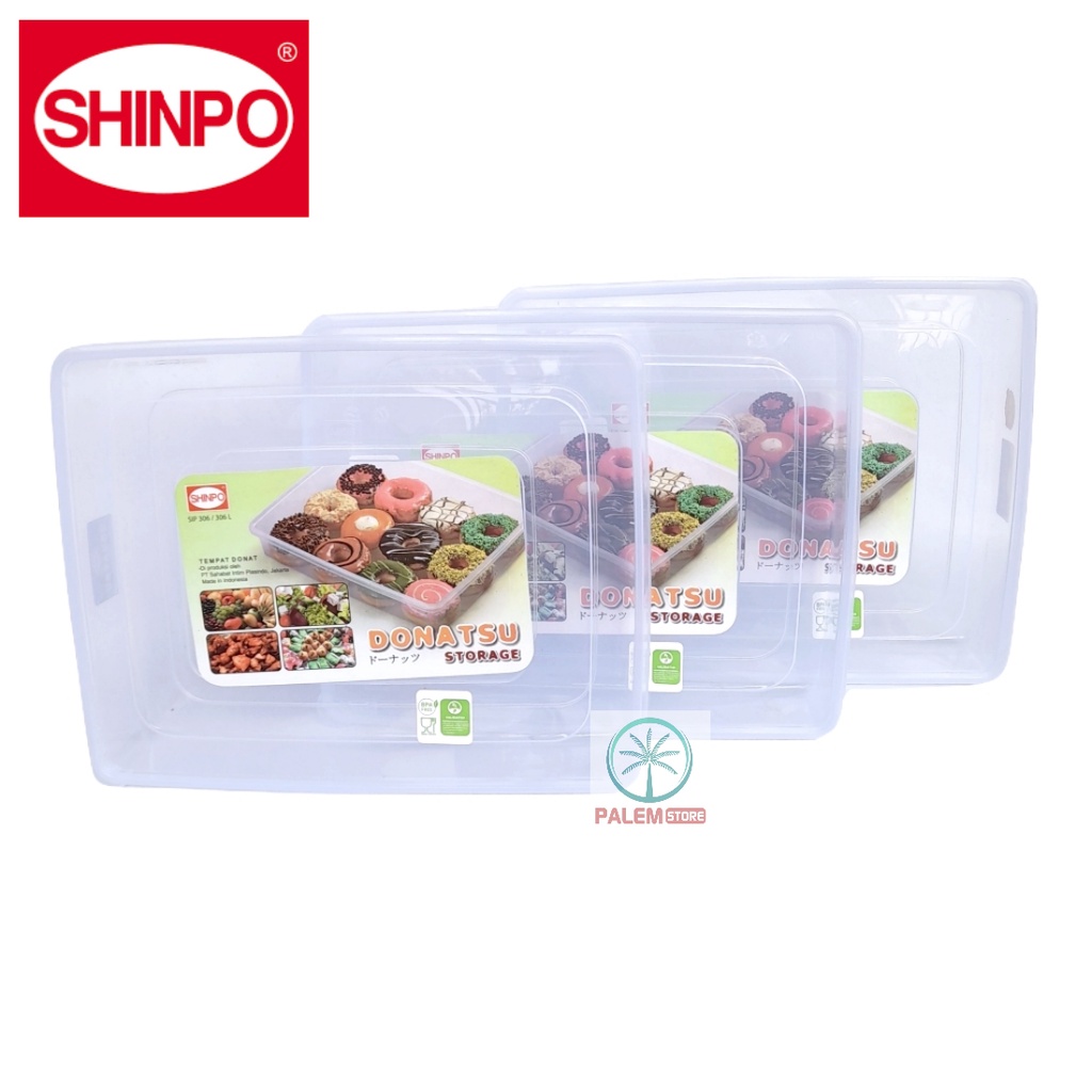 Shinpo 306L 11,5L Dan 306M 6L Tempat Kotak Box Kue Donat Donatsu Makanan Sealware Plastik Serbaguna