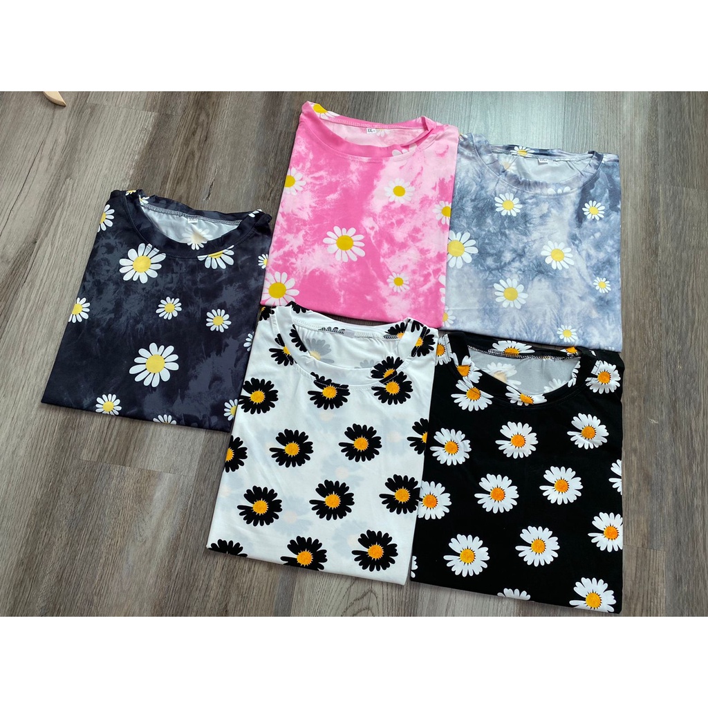 Oversize Tee Tshirt Model Longgar Untuk Wanita Motif Bunga Daisy