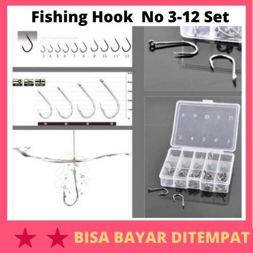 Handled Fishing Hook Ten Division No3-12 Set / Set Paket Kail Pancing Hook Pancingan Memancing Kait 