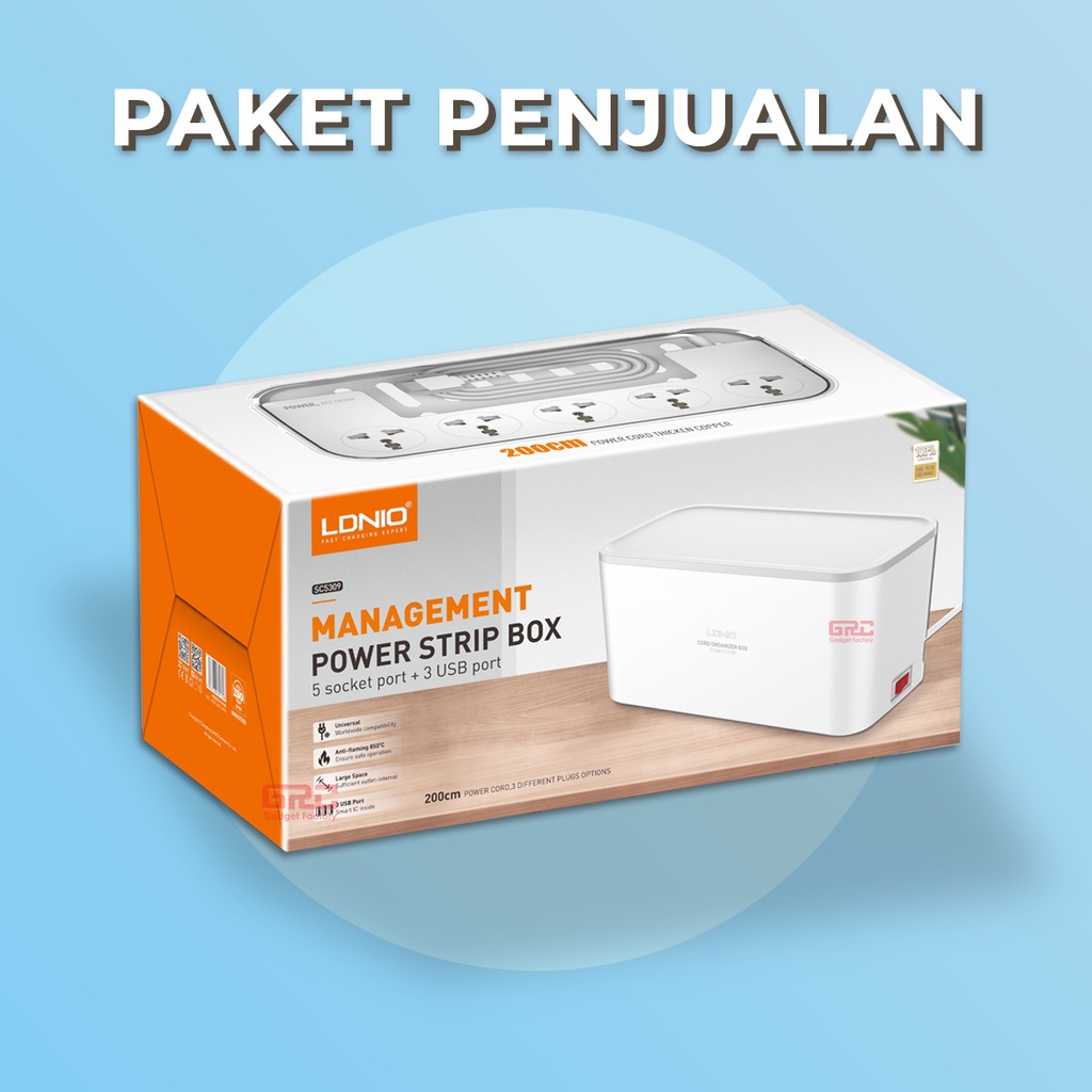 Stop Kontak Management Power Strip Box 5 Power Socket Port 3 USB