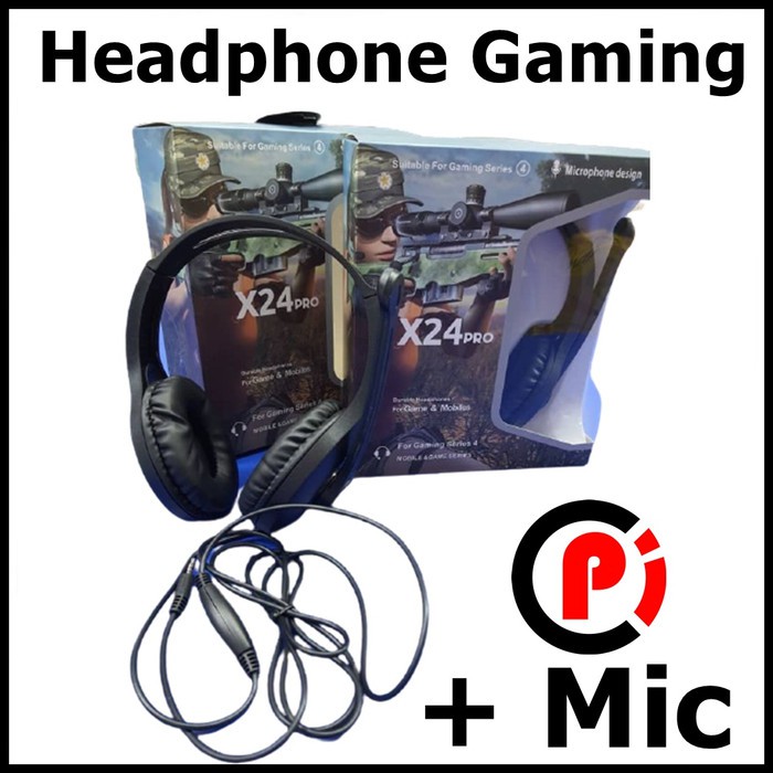 Headphone Gaming Headset Game Plus Mic Microphone Model X24