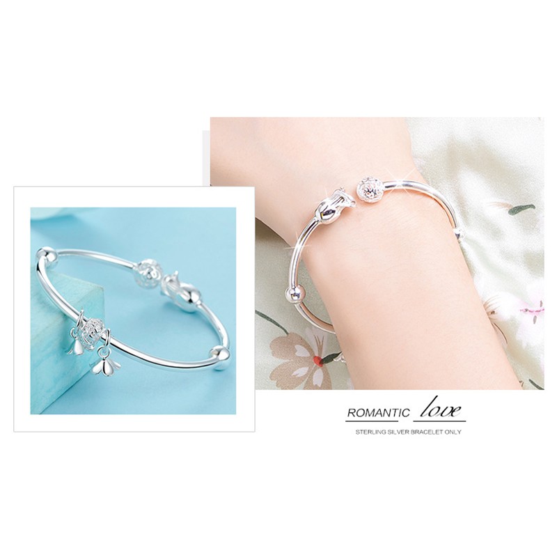 925 gelang perak murni untuk wanita bunga kepribadian kreatif gelang fashion perhiasan