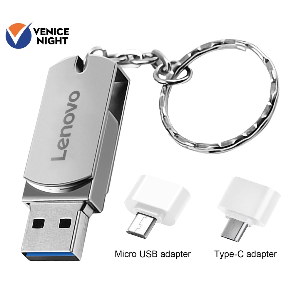 (EE) Lenovo Metal 1TB 2TB Flash Drive U Disk Memory USB 3.0 Kecepatan Tinggi