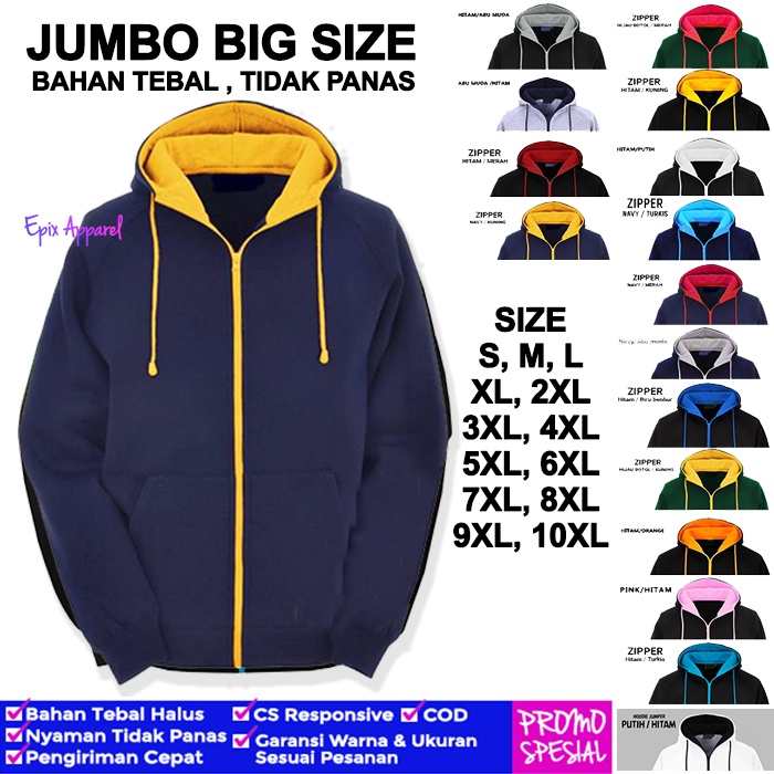 Jacket Hoodie Cowok Zipper Terbaru Model Polos 2 Warna Navy Kuning Keren Ori Distro S M L XL 2XL 3XL