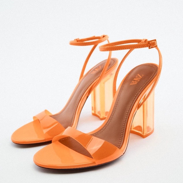 SANDAL WANITA ZS-3620 HIGH-HEEL METHACRYLATE 10CM ORANGE