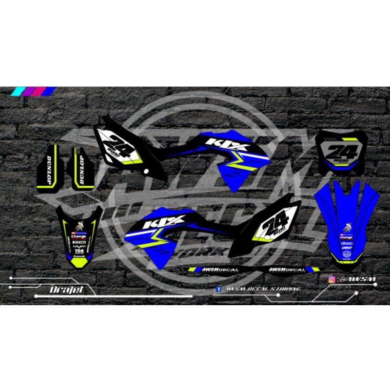 Decal Klx bf premium maxdecal full glitter+ cutting hijau stabilo