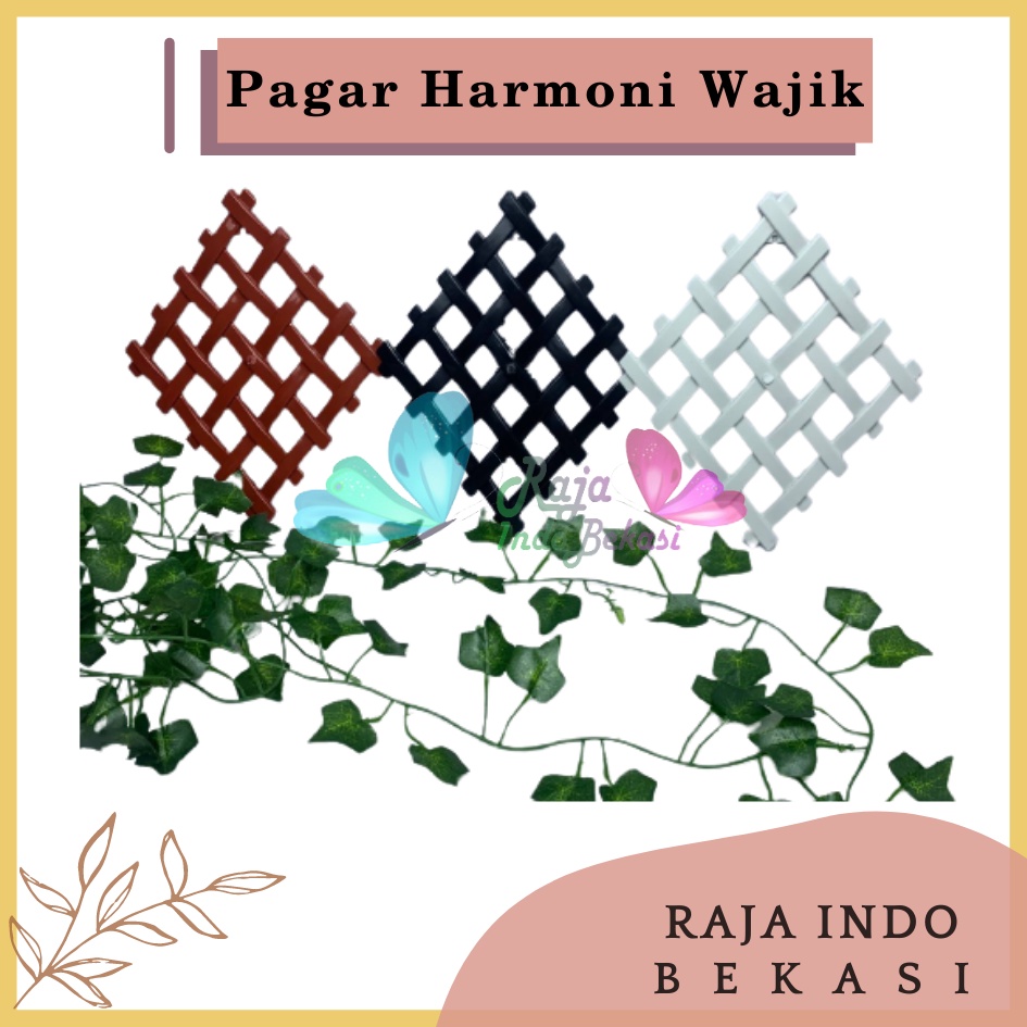 Pagar Wajik Harmoni Warna Putih Coklat Hitam Kuning Ornamen Bunga Vas Wajik Pagar, Jaring, Rambatan Plastik Ukuran Kecil Sedang Besar untuk Bunga Hias Artificial Hiasan Ruang Tamu Dinding Home Grosir Murah Wajik Putih / Breket/ Tatakan/ Pagar Plastik