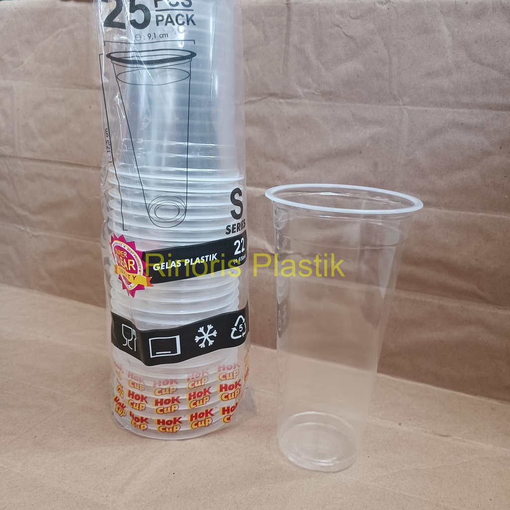 Gelas Plastik Cup Plastik/Gelas Plastik 22 oz HOK Bening Isi 25 Pcs food grade Pop Ice Es teh jumbo