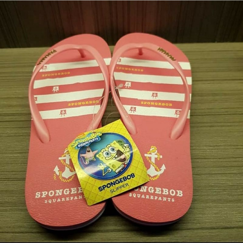 Sendal Jepit Wanita Sandal Panama Limited Edition Spongebob Peach