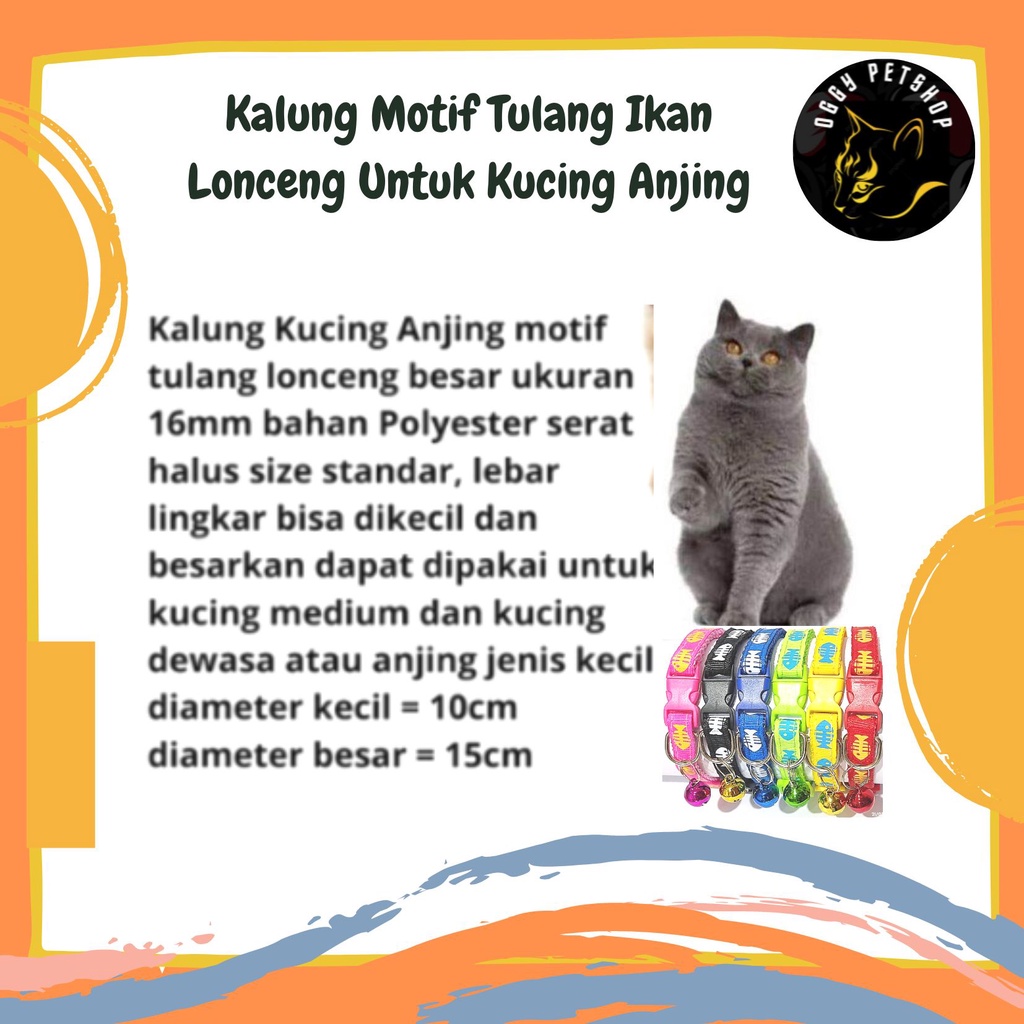 Kalung Motif Tulang Ikan Lonceng Untuk Kucing Anjing