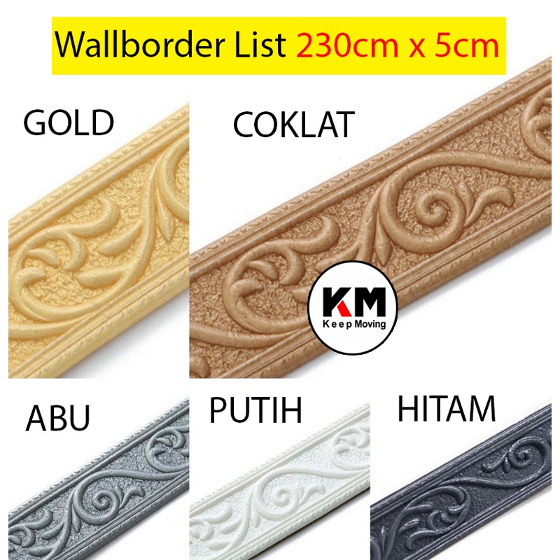 KM Wall Border List Wallpaper Wallborder Foam 3D-GOLD 115cm x 5cm