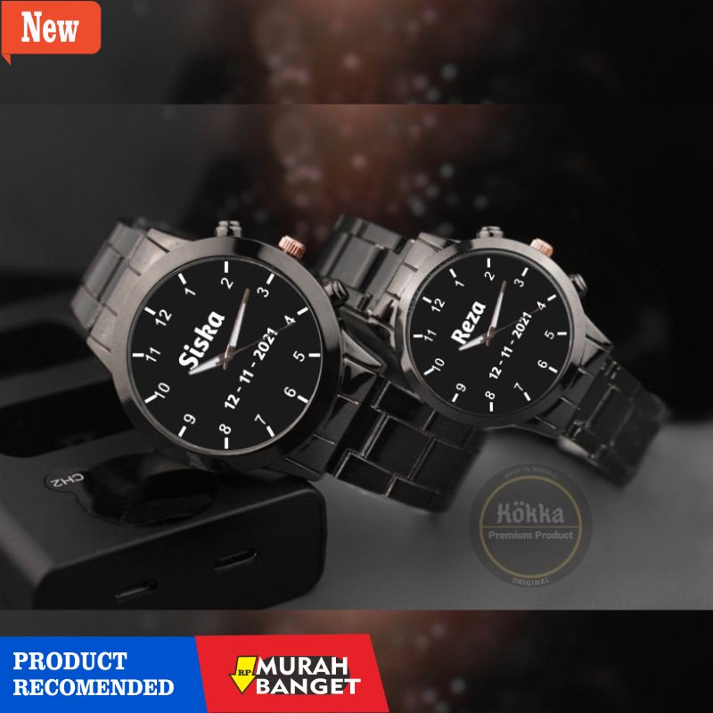 Jam tangan couple terbaik- JAM TANGAN COUPLE CUSTOM FOTO & NAMA KADO PERNIKAHAN ULANG TAHUN WISUDA