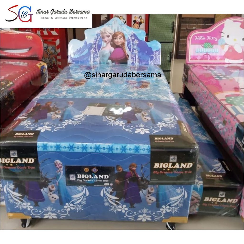 BIGLAND SPRING BED ANAK KARAKTER FROZEN 2IN1 / SPRINGBED MERK BIGLAND UNTUK ANAK PEREMPUAN