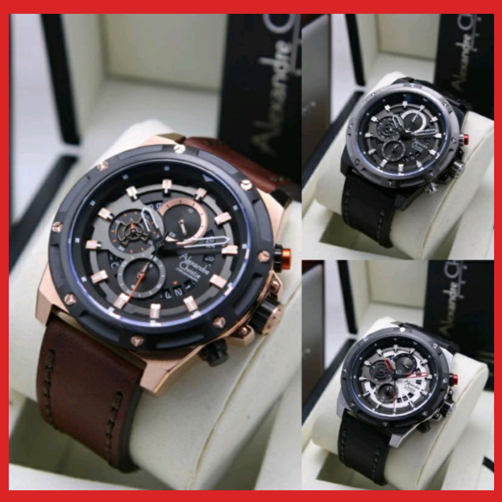 Alexandre Christie Ac 6506 / Ac 6594  Jam Tangan Pria Kulit Original