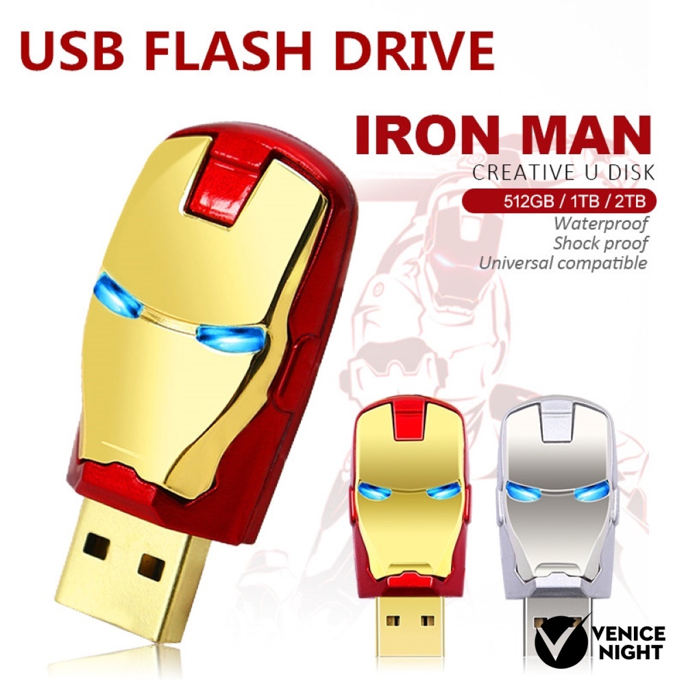 (SF) Flashdisk USB 2.0 512GB 1TB 2TB Bentuk Iron Man