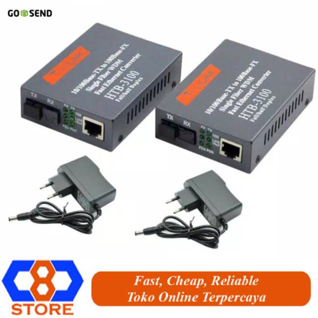 MEDIA CONVERTER NETLINK HTB3100 HTB-3100 AB FO TO LAN 25KM GARANSI